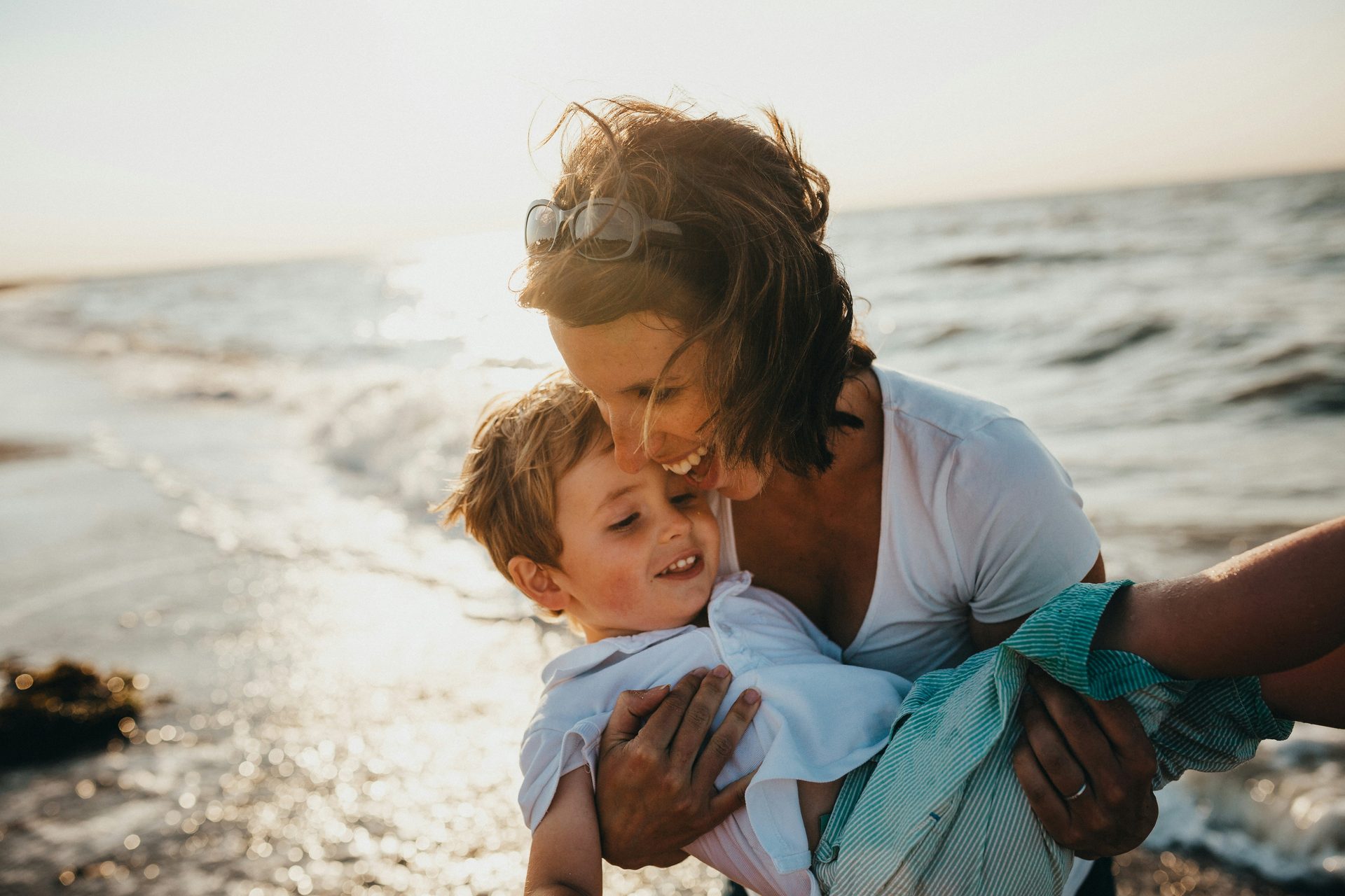 Mother and child smiling